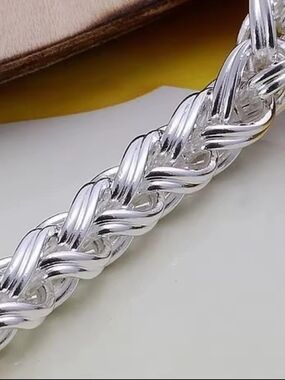 Sterling Silver Braided Rope Bracelet - Silver